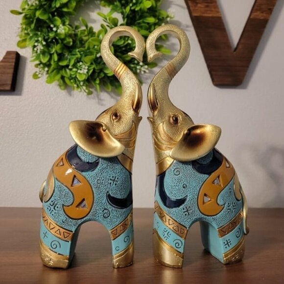 Good Luck Elephant Décor for Home, Large Gold Elephant Statue for Home Décor - Picture 1 of 11